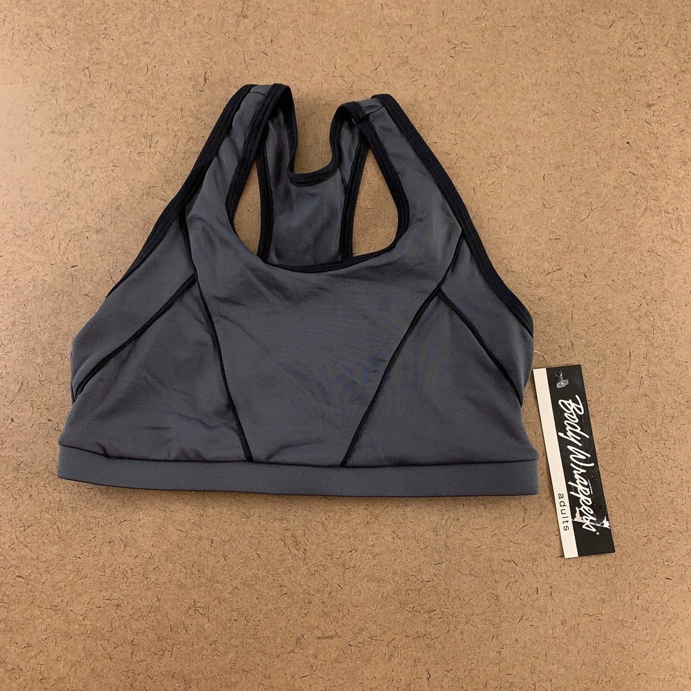 Body Wrappers Women's Size Medium Charcoal ProWEAR Racerback Sports Bra 6010 NWT